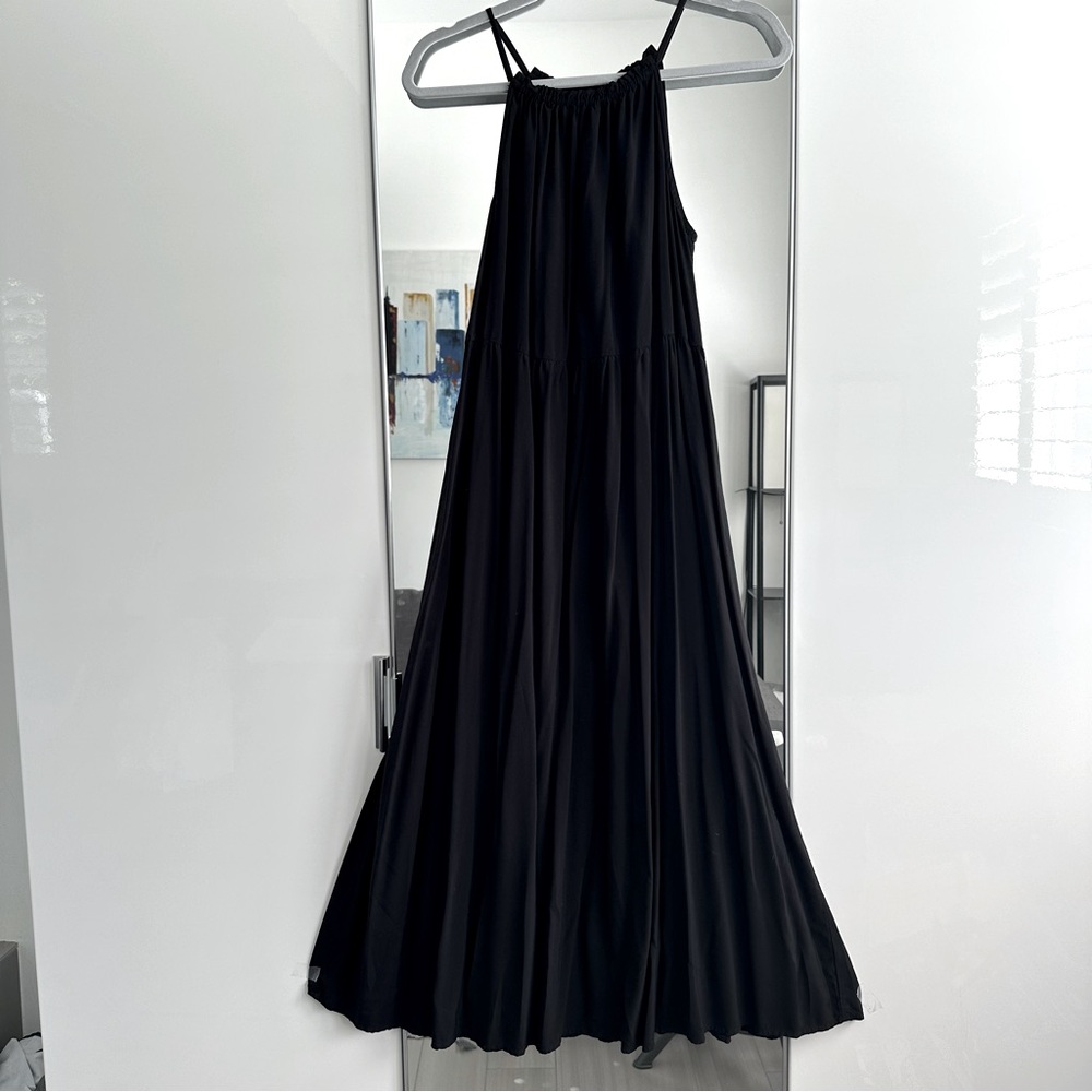 Old Navy midi black halter dress